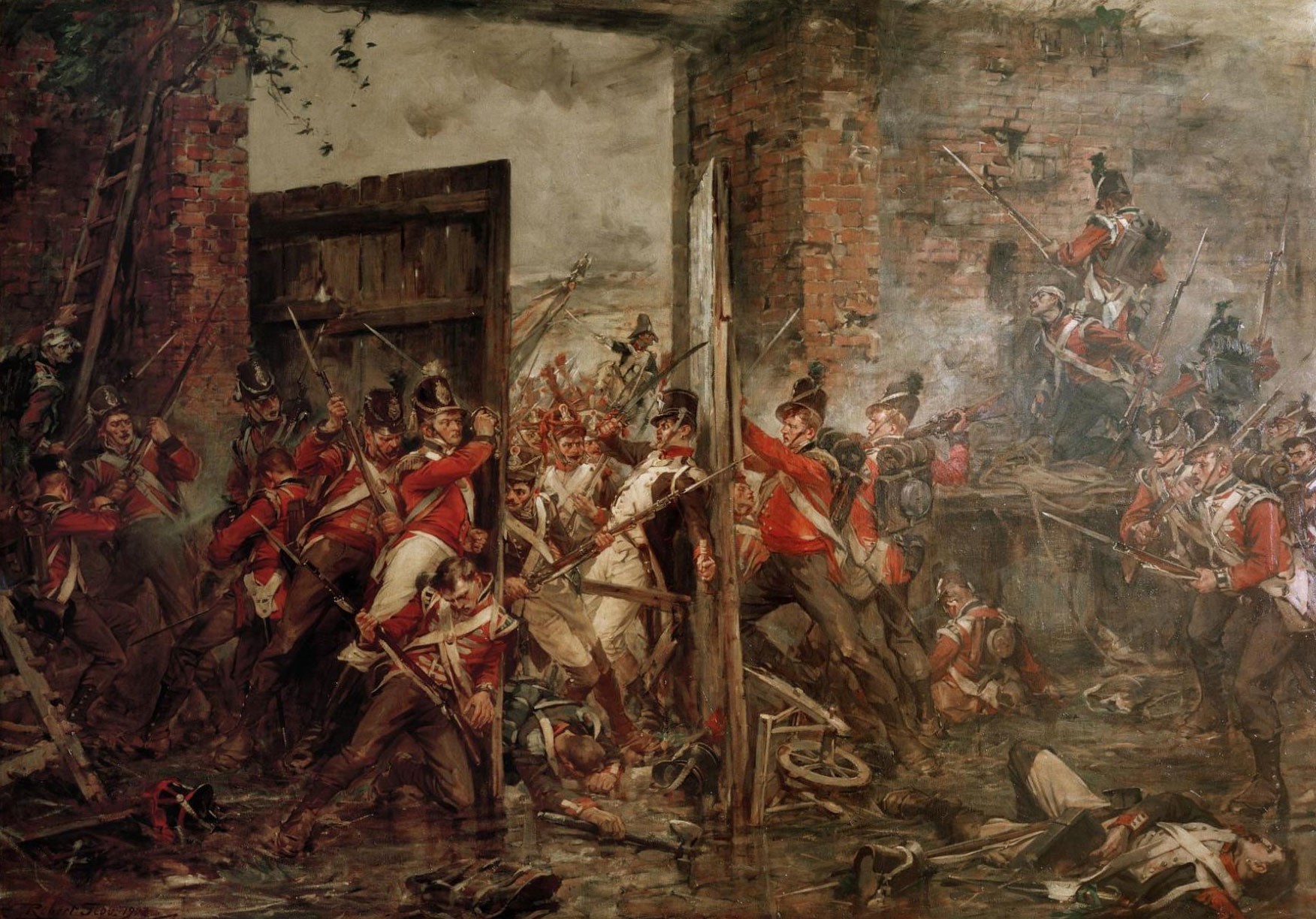 Waterloo Schlachtfeld Stück von Hougoumont Wand Gepolstert während Restaurierung